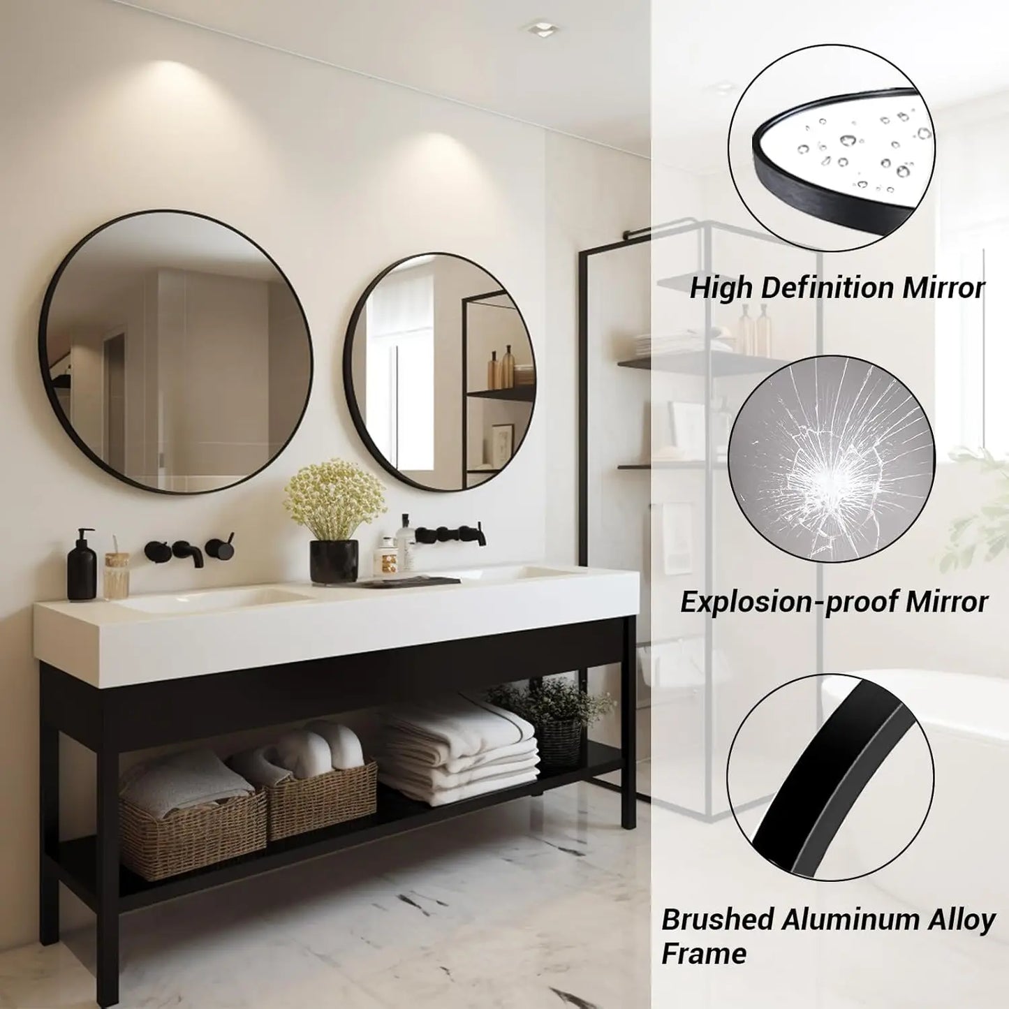 Round Black Wall Mirror